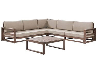 Tuin hoekloungeset met tafel 5-zits TIMOR modulair Gecertificeerd acaciahout Donkerbruin
