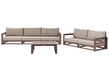 Ensemble de salon de jardin avec table 5 places TIMOR Bois d'acacia certifié Marron foncé