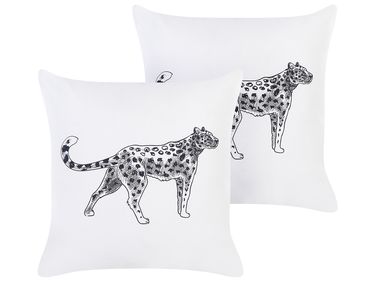 Lot de 2 coussins décoratifs MARULA Coton 45 x 45 cm Blanc Motif animal
