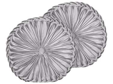 Lot de 2 coussins décoratifs UDALA Velours 40 x 40 cm Gris Unicolore