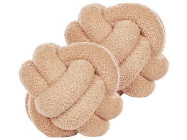 Set van 2 sierkussens MALNI Bouclé 19 x 19 cm Zandbeige effen