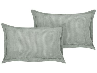 Lot de 2 coussins décoratifs ZINNIA Velours côtelé 47 x 27 cm Vert clair Unicolore