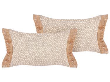 Lot de 2 coussins décoratifs BOATH 30 x 50 cm Beige Unicolore
