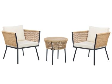 Ensemble bistrot avec coussins GARGANO Polyrotin Naturel