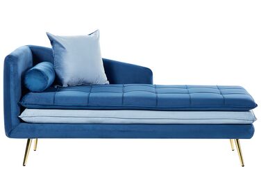 Left-Hand Chaise Longue GONESSE Velvet Blue