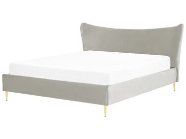 Lit avec sommier Velours CHALEIX 180 x 200 cm Gris clair