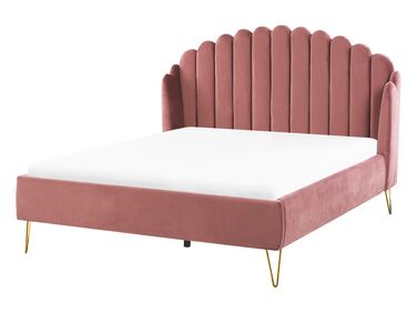 Lit avec sommier Velours AMBILLOU 140 x 200 cm Rose