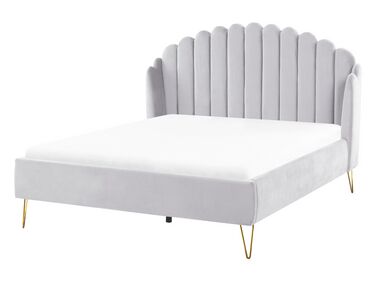 Lit avec sommier Velours AMBILLOU 140 x 200 cm Gris clair