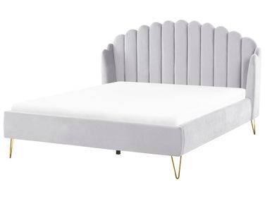 Lit avec sommier Velours AMBILLOU 180 x 200 cm Gris clair