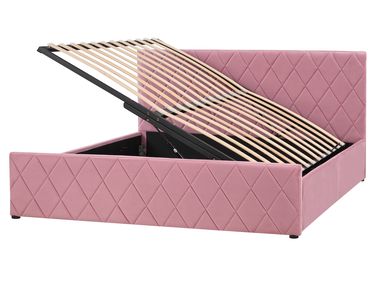 Lit ottoman Velours ROCHEFORT 160 x 200 cm Rose