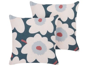 Set of 2 Decorative Cushions SESBANIA 45 x 45 cm Multicolour Floral Pattern
