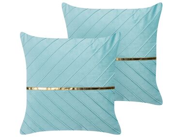 Lot de 2 coussins décoratifs CONEFLOWER 45 x 45 cm Bleu clair À rayure