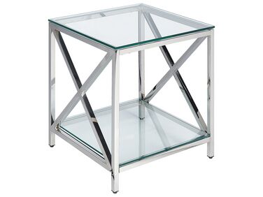 Side Table AUDET Tempered Glass Silver