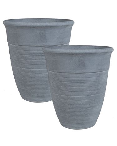 Lot de 2 pots de fleurs KATALIMA 43 cm Gris