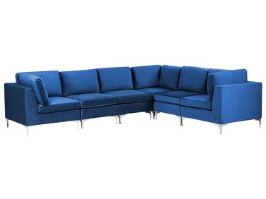 Modular Corner Sofa 6 Seater EVJA Velvet Navy Blue Left Hand