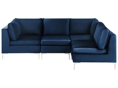Modulaire hoekbank 4-zits EVJA Fluweel Marineblauw linkszijdig