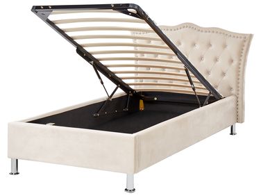 Lit ottoman Velours METZ 90 x 200 cm Beige
