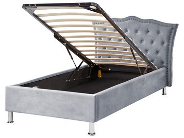 Lit ottoman Velours METZ 90 x 200 cm Gris