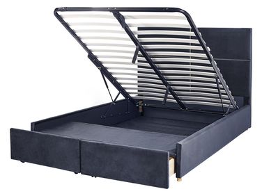 Lit ottoman Velours VERNOYES 140 x 200 cm Noir