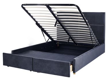 Lit ottoman Velours VERNOYES 160 x 200 cm Noir