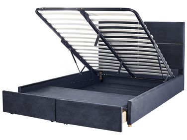 Lit ottoman Velours VERNOYES 180 x 200 cm Noir