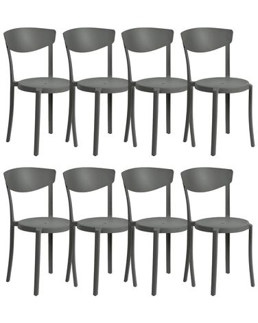 Lot de 8 chaises de salle à manger VIESTE Gris foncé