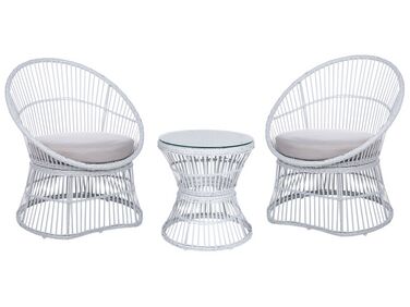 Bistro Set with Cushions MESYNA PE Rattan White