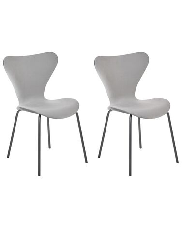 Lot de 2 chaises de salle à manger BOONVILLE Velours Gris clair