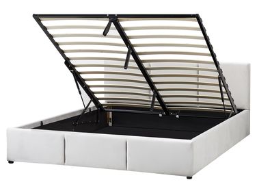 Lit ottoman Velours BOUSSE 160 x 200 cm Gris clair