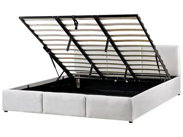 Lit ottoman Velours BOUSSE 180 x 200 cm Gris clair