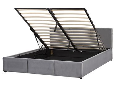 Lit ottoman Velours BOUSSE 160 x 200 cm Gris foncé
