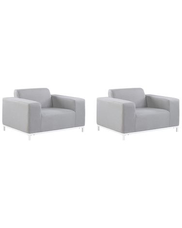 Ensemble de 2 fauteuils de jardin ROVIGO Tissu Gris clair
