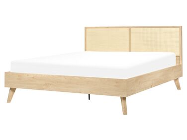 Lit avec sommier Rotin MONPAZIER 160 x 200 cm Marron clair