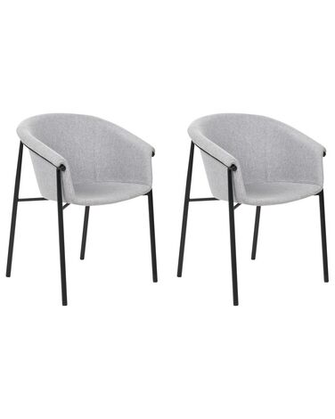 Lot de 2 chaises de salle à manger AMES Tissu Gris clair