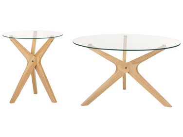 Set van 2 salontafels VALLEY Veiligheidsglas Lichtbruin