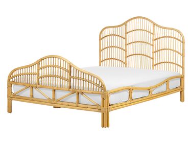 Bed Rattan DOMEYROT 140 x 200 cm (EU Double) Light Brown