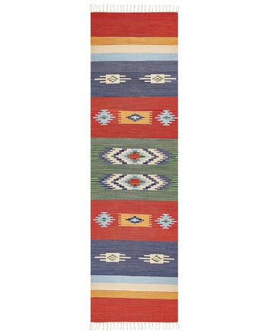 Rug KAMARIS Multicolour 80 x 300 cm Cotton Kilim