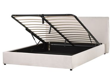 Lit ottoman Velours LAVAUR 160 x 200 cm Blanc cassé