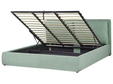 Lit ottoman Velours BAJONNA 180 x 200 cm Vert menthe