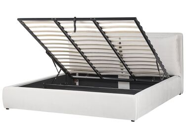 Lit ottoman Velours BAJONNA 180 x 200 cm Blanc cassé