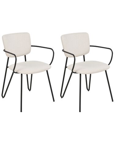 Lot de 2 chaises de salle à manger ELKO Tissu Blanc cassé