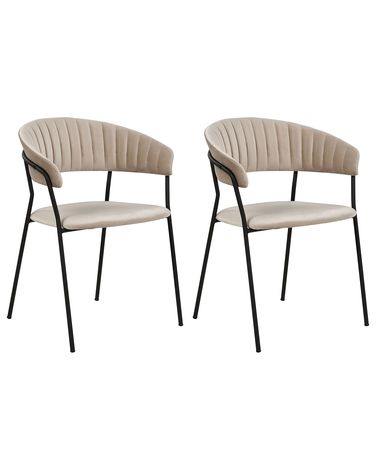 Lot de 2 chaises de salle à manger MARIPOSA Velours Taupe