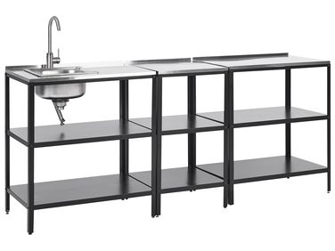 Cuisine d'extérieur 3 pièces avec évier VILAMA Métal Noir