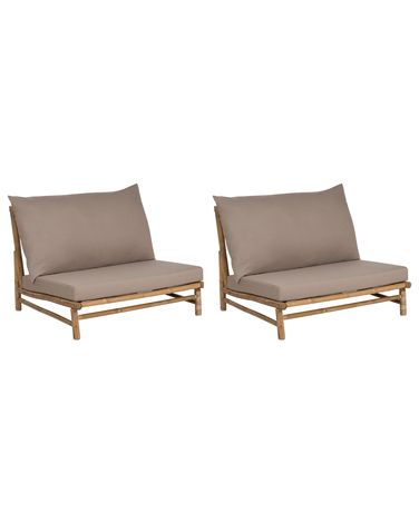 Set van 2 stoelen met zitkussen TODI Bamboe Taupe