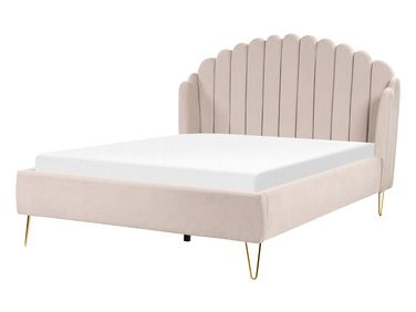 Lit avec sommier Tissu AMBILLOU 140 x 200 cm Beige clair