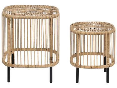 Lot de 2 tables basses CESENATICO Rotin Naturel