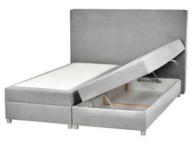 Lit boxspring avec rangement Tissu MINISTER 160 x 200 cm Gris clair