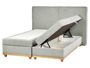 Lit boxspring avec rangement Tissu DYNASTY 160 x 200 cm Gris clair