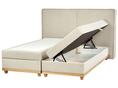 Lit boxspring avec rangement Tissu DYNASTY 180 x 200 cm Beige
