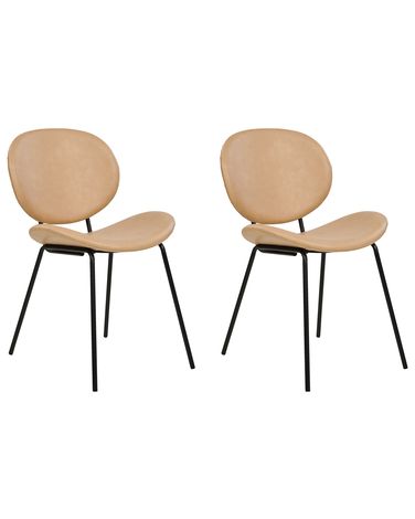 Lot de 2 chaises de salle à manger LUANA Cuir PU Beige sable